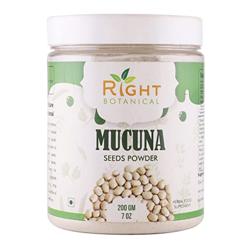 Mucuna Pruriens Powder (Kapikacchu/Velvet Bean) - Strengthens Nervine System | Helps to Alleviate Mood & Performance | Helps to Improves Dopamine & Muscles â€“ by Right Botanical (200g/7 Oz)