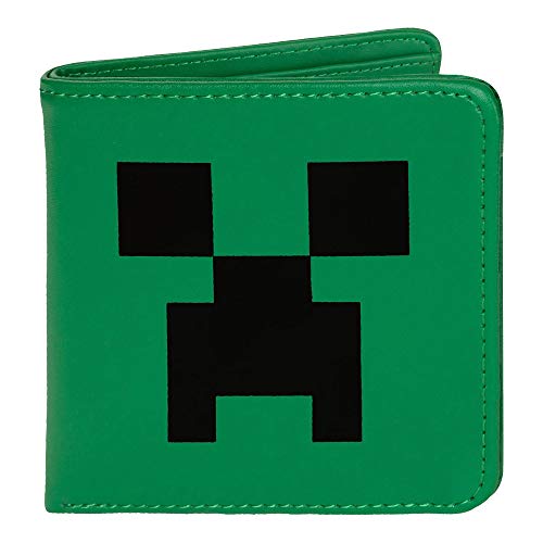 JINX Minecraft Creeper Face Faux Leather Bi-Fold Wallet, Green, One Size
