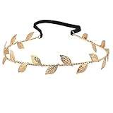Lux Accessories Metal Leaf Textured Woven Stretch Headband