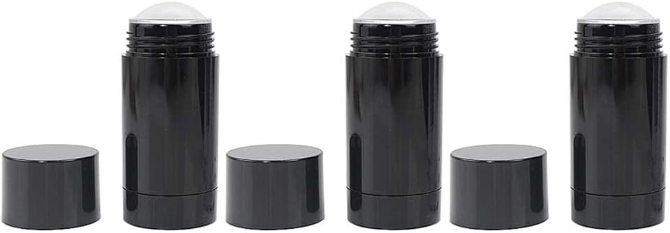 6-Pack 15ml Black Empty Deodorant Containers Round Shape Bottom Filling Stick Deodorant Container Twist Up Stick Tube Lip Balm and DIY