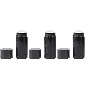 6-Pack 15ml Black Empty Deodorant Containers Round Shape Bottom Filling Stick Deodorant Container Twist Up Stick Tube Lip Balm and DIY