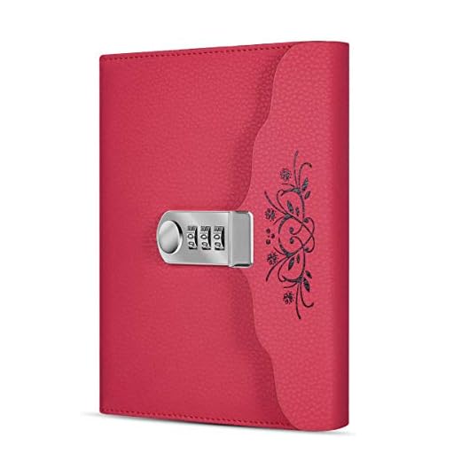 ARRLSDB Lock Diary Leather Journal Writing Notebook Planner Organizer Digital Password Notebook Locking Personal Diary (Red)