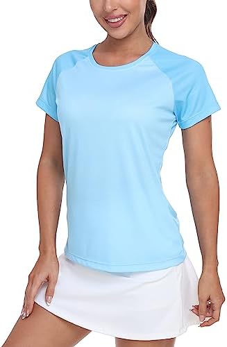 Celdelin Women's Hiking Shirts Moisture Wicking Comfortable for Running Golf Gym Dry Fit Tops Blue M