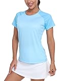 Celdelin Women's Hiking Shirts Moisture Wicking Comfortable for Running Golf Gym Dry Fit Tops Blue M
