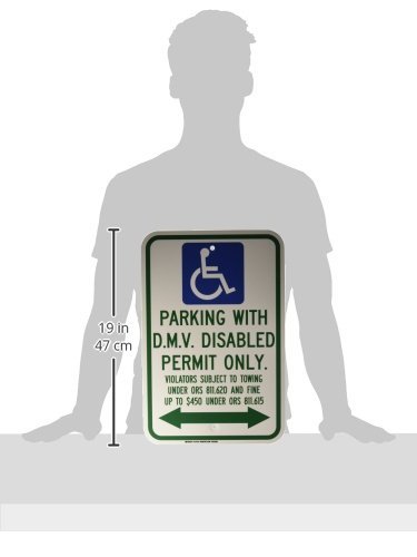 Panneau de stationnement handicapés vertical blanc de 45,7 x 30,5 cm