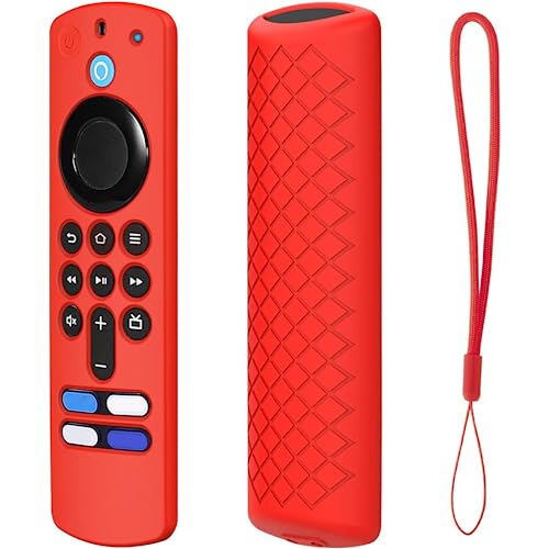 USTIYA Case for Fire TV Stick 4K 2021 Control Remoto por Voz Alexa Case Silicone Remote Protection Cover (Red)