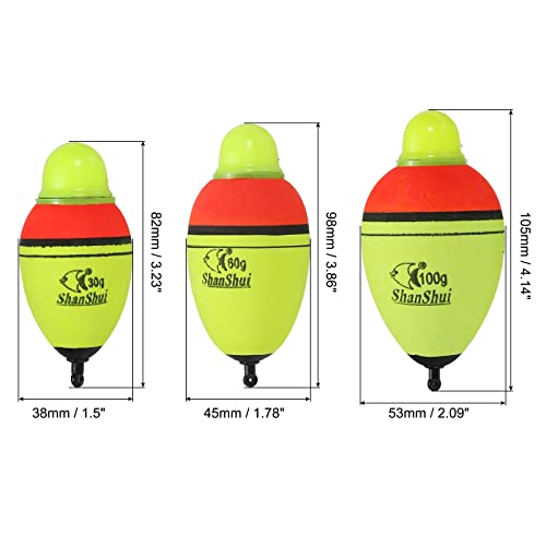 PATIKIL 1oz 2.1oz 3.5oz Lighted Fishing Slip Bobbers, 1 Pack EVA Green Red LED Light Up Fishing Float for Night Fishing Yellow - Image 2