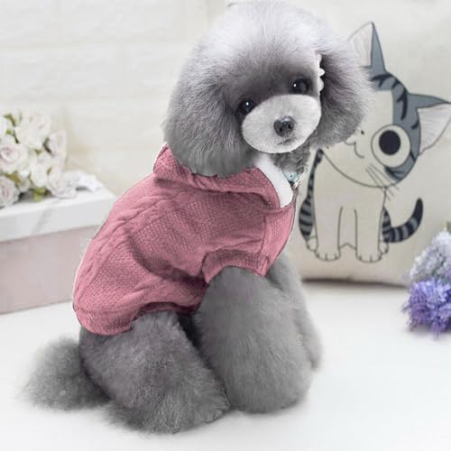 Image of Lulala Dog Hoodie Sweater Coat only for Small Dog & Cat Fleece Lined Winter Jacket Hoodie Cardigan Warm Puppy Clothes (Light Pink-8 Inch)