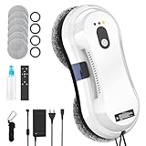 Fizuuye Fensterputzroboter 5600Pa, Automatischer Fensterreiniger Elektrisch, Fernbedienung, Sicherheitssystem, Intelligente Navigation, Kantenerkennungssystem, 10 Tücher (Weiß)