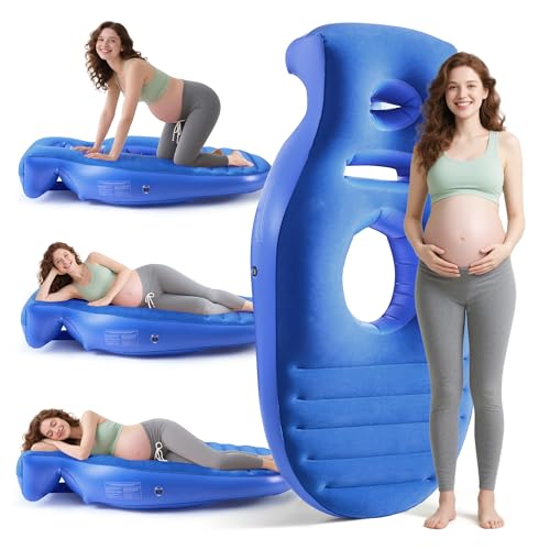 Neoflavie Inflatable Pregnancy Pillow,Full Body Pregnancy Mattress with Hole for Belly Chest/Head,Pregnancy Pillows for Prone Sleeping,Relieves Back Pain-Portable for Massage,Home,Trave (Royal Bule)