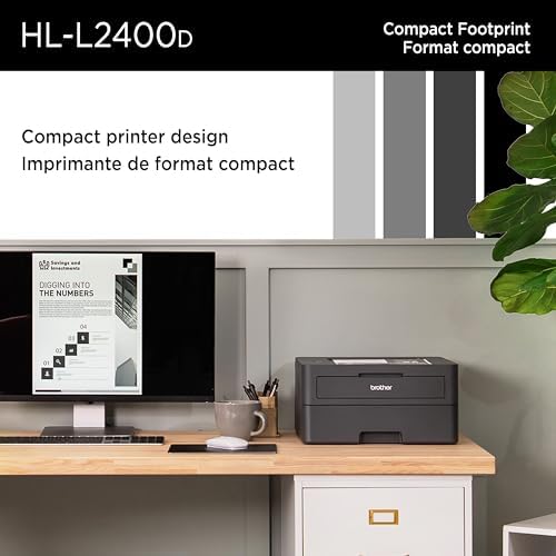 Brother HL-L2400D Compact Monochrome Laser Printer with Duplex Printing, USB connectivity (Cable Sold Separately), Black & White Output - 3
