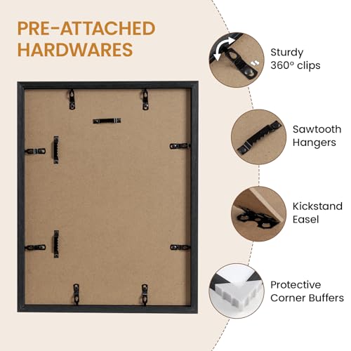 Image of 10x13 Picture Frame,Solid Oak Wood 10 inchx13 inch Photo Frame, Black Color Tempered Real Glass 10 by 13 Wooden Frames with No Mat,13x10 Picture Frames for Wall or Tabletop Display