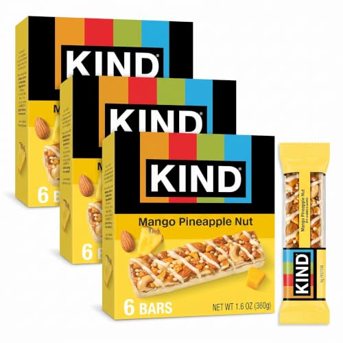 KIND Healthy Snack Bars, Mango Pineapple Nut, Gluten Free, 6 Count (Pack of 3)