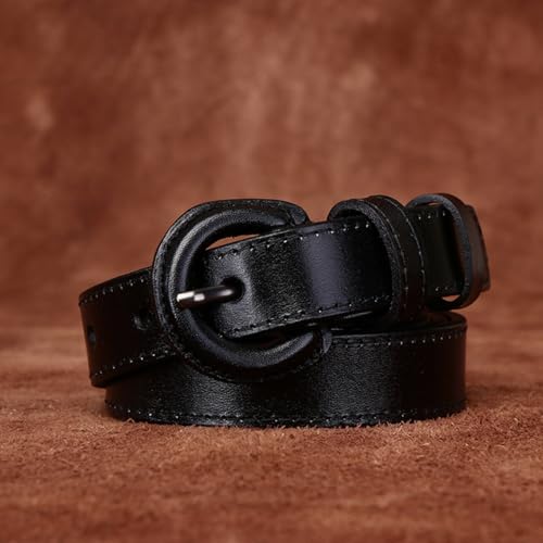 Women's Stitching Belts for Jeans Dresses 2.2cm Width Ladies Waist Strap with Leather Half-Circle Buckle Gift Box3