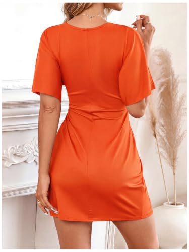 Image of Floerns Women's Deep V Neck Twisted Plunging High Slit Mini Party Dress