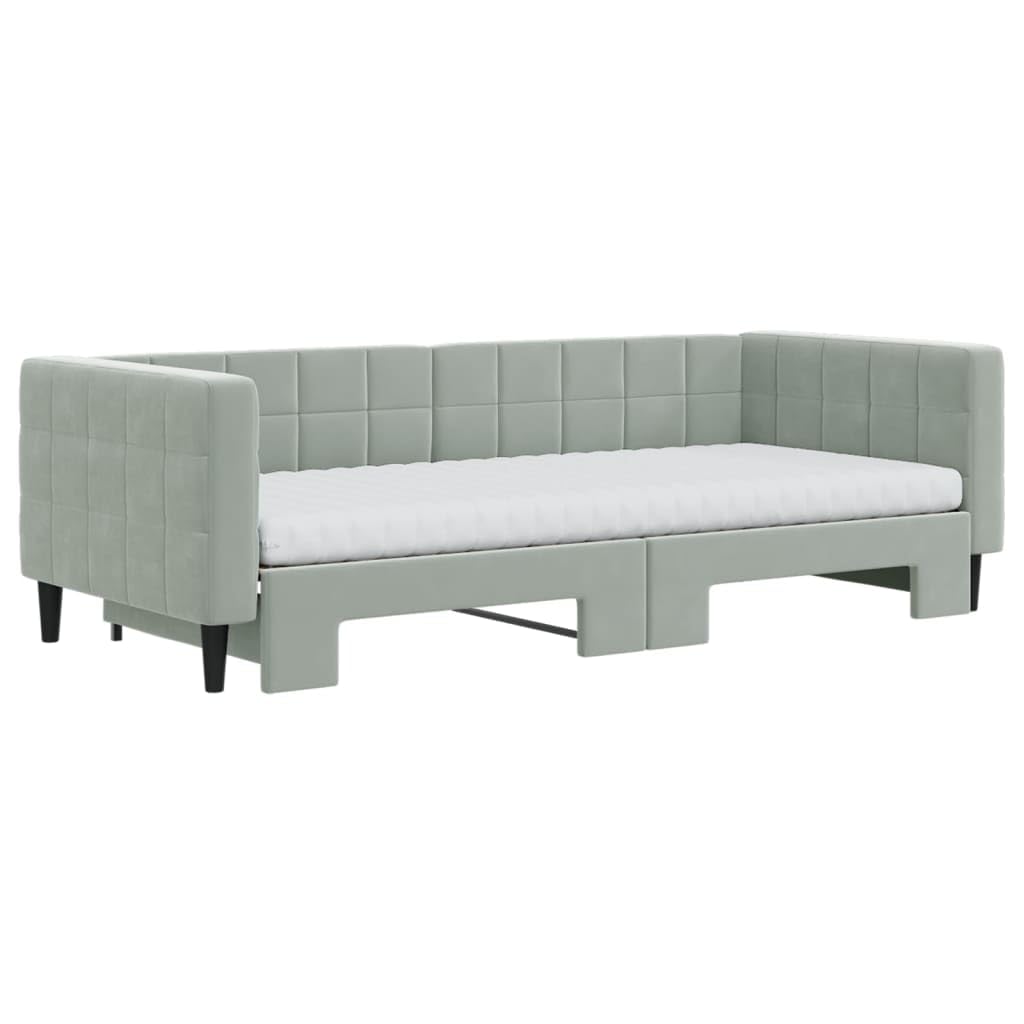 Aksamitny z funkcją spania 2w1 z materacami piankowymi rozkładany 90x200 cm