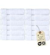 HARBOUR Loom Mood Series White Bathroom Towel Set 100% Turkish Cotton (13"X 13" Face Towels - 12 ...