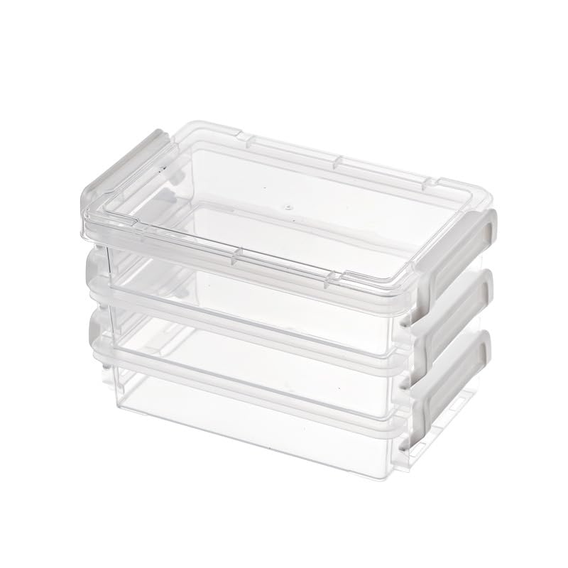 Caixotes de armazenamento de plástico com tampas de trava, estojo de projeto portátil, caixa de arquivo transparente, recipientes de armazenamento empilháveis para organizar papel A4, foto, documento
