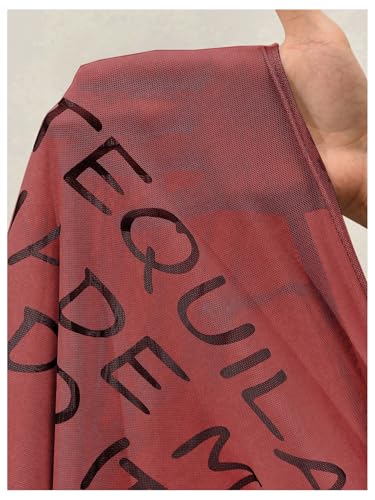 Image of RoseSeek Women's Sheer Mesh Letter Graphic Tees Short Sleeve Crew Neck Y2K Vintage Summer Going Out Crop Tops
