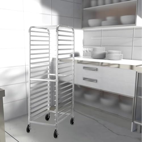 20-Tier Aluminum Sheet Pan Rack with Wheels - Bakery Storage Trolley for Half and Full Size Bun Pans, Ideal for Home and Commercial Kitchens(Size:20 Tier)