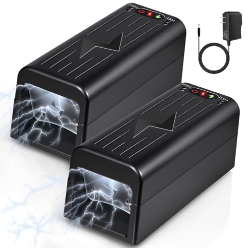 Rat Trap Zapper Electric Mouse Zappers 2 Packs Electronic Rodent Zapper with Anti-Escape Baffle Indoor Powerful Voltage Rats and Mice Traps Reusable&No Touch Rodent Control for Home Use