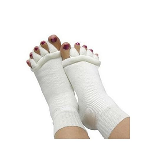 Calcetines separa dedos para masaje Monkeybrother Blanco Schöne Separador Wellness Calcetines Chanclas Masaje de pies Pedicura Calcetines