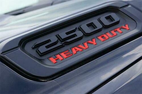 Image of 2pack OEM 2500 Heavy Duty Emblems Left Right Side Badges Hood 3D ABS Compatible with fits 2500 68632969AA 68362211AC (Black Red)