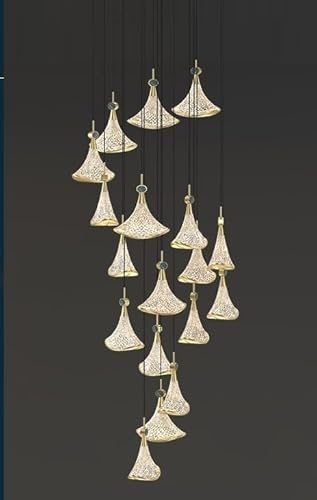 Ceiling Chandelier, REVEN �J�X�^�}�C�Y�\�ȃ��_���ȃV�����f���A�������߉\�Ȓ����\�Ȍ���N���X�^���y���_���g���C�g���r���O���[���̓V�䃉���v(Warm,36 heads 90CM)