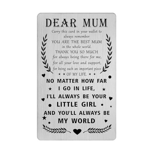 Tangvo Mothers Day Card for Mum from Daughter - Best Mum Ever Gifts - Mum Birthday Wallet Card, Proud Mum from Daughter, Mother Christmas Presents