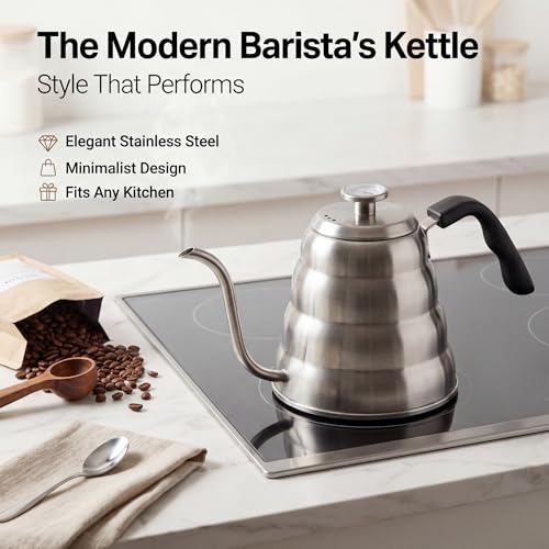 Barista Warrior Gooseneck Kettle with Thermometer