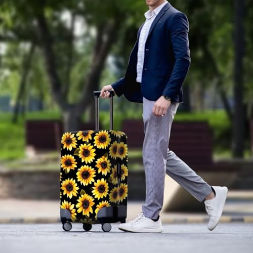 Sunflower Luggage Cover for Travel Hippie Suitcase Protector Fit 25-28 Inch Baggage Covers Portable Elastic Suitcase Covers Sunflower Print Womens Travel Bags with Zipper Bottom3