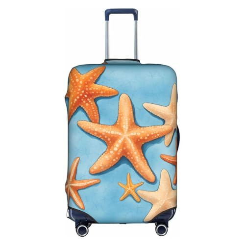 Blue Background Starfish Tsa Approved Luggage Cover For 18-32 Inch Suitcases Scratch-Resistant Stretch Luggage Cover