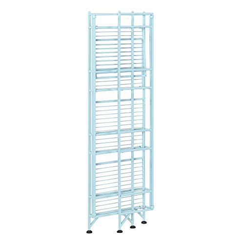 Image of Convenience Concepts Xtra Storage 4-Tier Folding Metal Shelf, Seafoam, 13D x 11.25W x 45H in