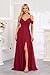 noncey Simple A-line Off The Shoulder Bridesmaid Dresses with Pockets Ruffles Split Formal Evening Party Gowns for Women Long Hot Pink 10 NO108