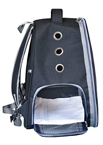 Image of Risan Pets Pet Backpack Transparent Cat & Small Dog Puppy Kitty Shihtzu Carriers for Breathable Airline Travel Approved Air Ventilation Backpack Size 17 x 13 x 11 inch(Black)