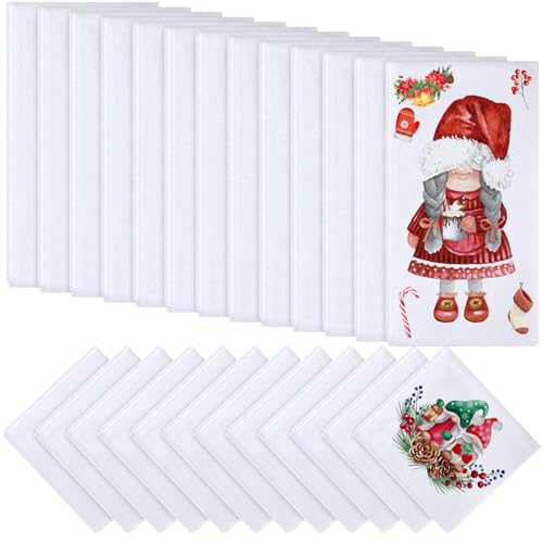 Sublimation Blank Towels DIY Microfiber Kitchen Towels Modern Multi Purpose Dish Towels for Kitchen Cleaning 16 x 24 Inch 12 x 12 Inch (White 24 Pieces)