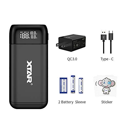 ALLMAYBE XTAR PB2S 18650 Battery Charger with XTAR QC3.0 18W Wall Charger USB