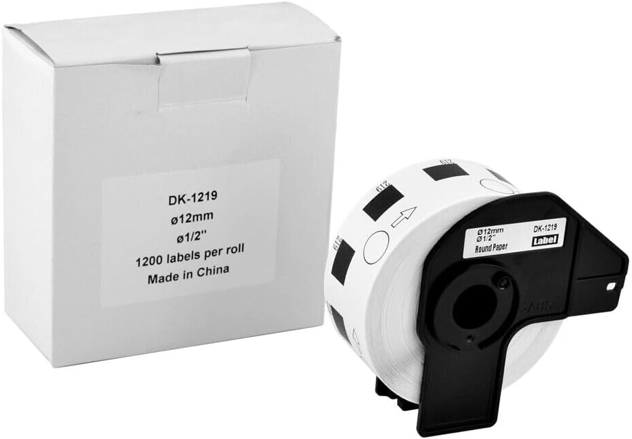 10-Pack Replacement for Brother DK-1219 0.47" ø12mm×1200pcs Large Round Paper Label with Frame Compatible with Brother QL Label Printers QL-1100 QL-1110NWB QL-570 QL-810W QL-700 QL-710W