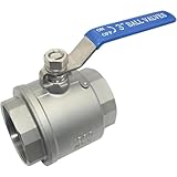 Megairon 316 Stainless Steel 1/8'~3' Full Port Ball Valve with Blue Vinyl Handle, NPT Female x Female Thread,1000 WOG (3')