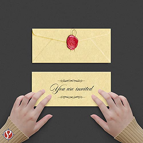 Ancient Gold #10 Astroparche Parchment Business Envelopes – Perfect For Invitations, Greetings, Holiday, Office, Invoices, Letters, Mailings | 4 1/8 X 9 1/2 Inches | 50 Per Pack #TOP3