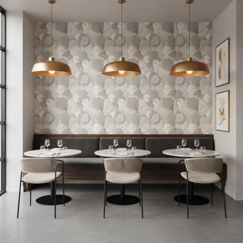 Image of Grey Floral Wallpaper for Walls | Peel and Stick Self Adhesive Wall Sticker | Waterproof PVC Vinyl Decorative Wall Decor for Home, Living Room, Bedroom & Office (45x300 cm)