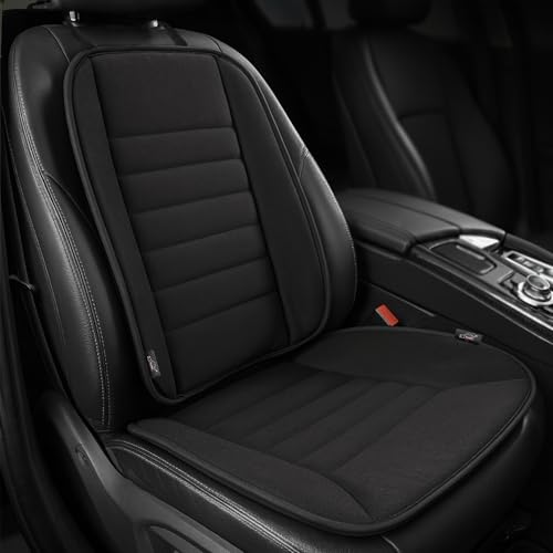 Xtremeauto Car Seat Cushion with Back Support Pillow 2-Piece Memory Foam Seat & Lumbar Support Set for Pain Relief and Posture Ergonomic Comfort Cushion for Car Van Office or Truck (Black)