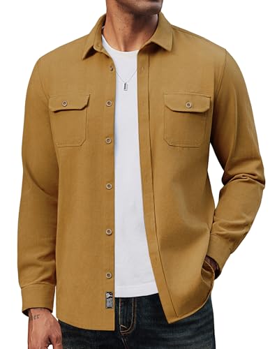 PJ PAUL JONES Mens Shacket Cotton Twill Shirt Jacket Button