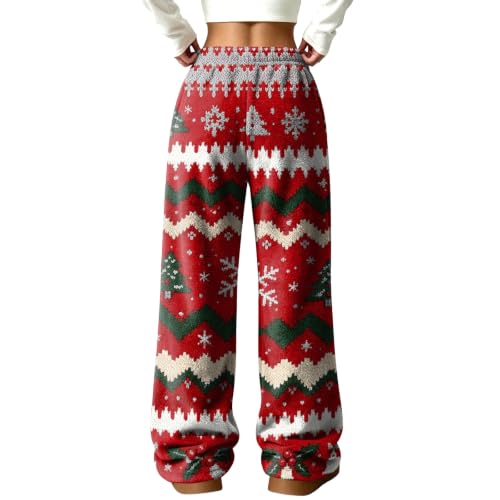 Wide Leg Pants for Women Baggy Loose Christmas Pattern Flannel Lounge Pants - image 7