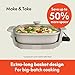 bella Make & Take Electric Skillet, Fits-anywhere™ kitchenware, EverGood™ Ceramic Coating, Adjustable Temperature & Dishwasher-Safe Tempered Glass Lid, Cast Aluminum Base, 1200 Watt, Oatmilk