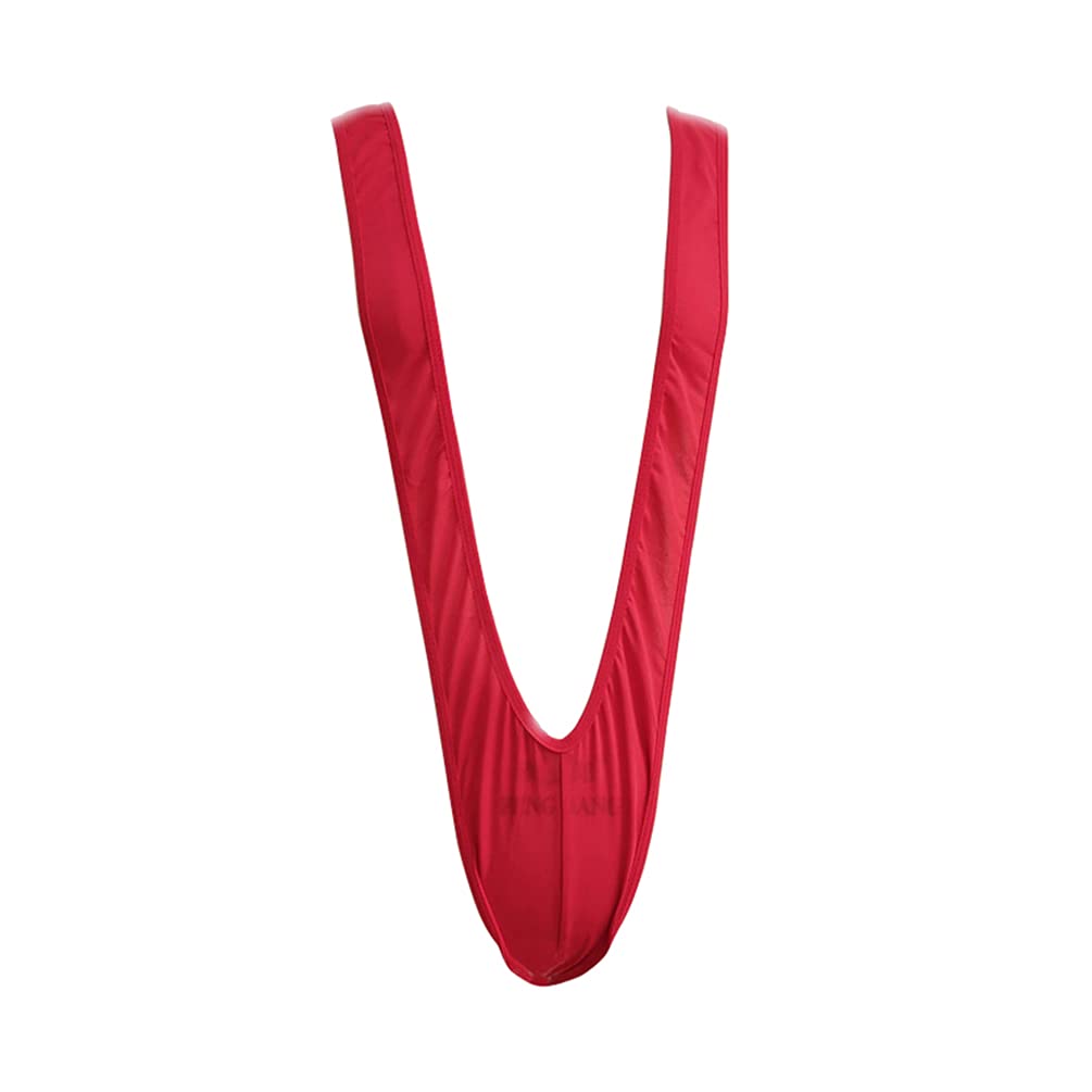 Junhouse Mankini Men's Mankini Borat One-Piece V Sling Stretch Underwear Swimsuit Thong Wrestling Singlet Bodysuit Stag Party Fancy Dress Costume Suspender Strap Thongs Jockstrap Bodysuit (Red)