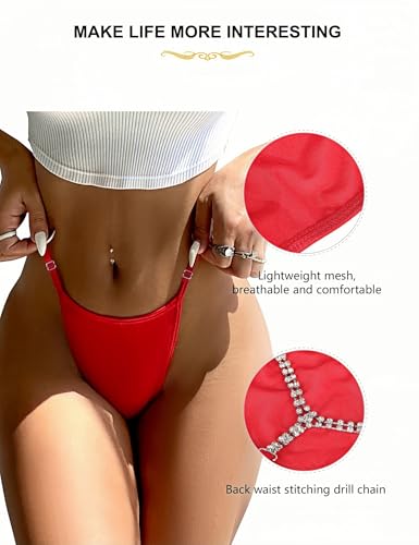 Image of comeondea G String Thongs for Women Rhinestone T-back Tangas Mesh Underwear