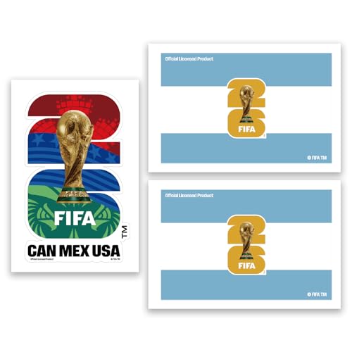 FIFA World Cup 2026 Official Licensed Sticker for Argentina, 3Pcs Waterproof Decals for Laptop, Water Bottle, Car, Soccer Fan Gift