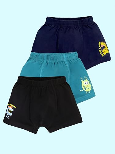 Image of KiddoPanti Boys Boxer Shorts Pack of 3 | Soft Cotton-Lycra Blend | Comfortable Fit with Bio Wash for All-Day Comfort | Kids Briefs