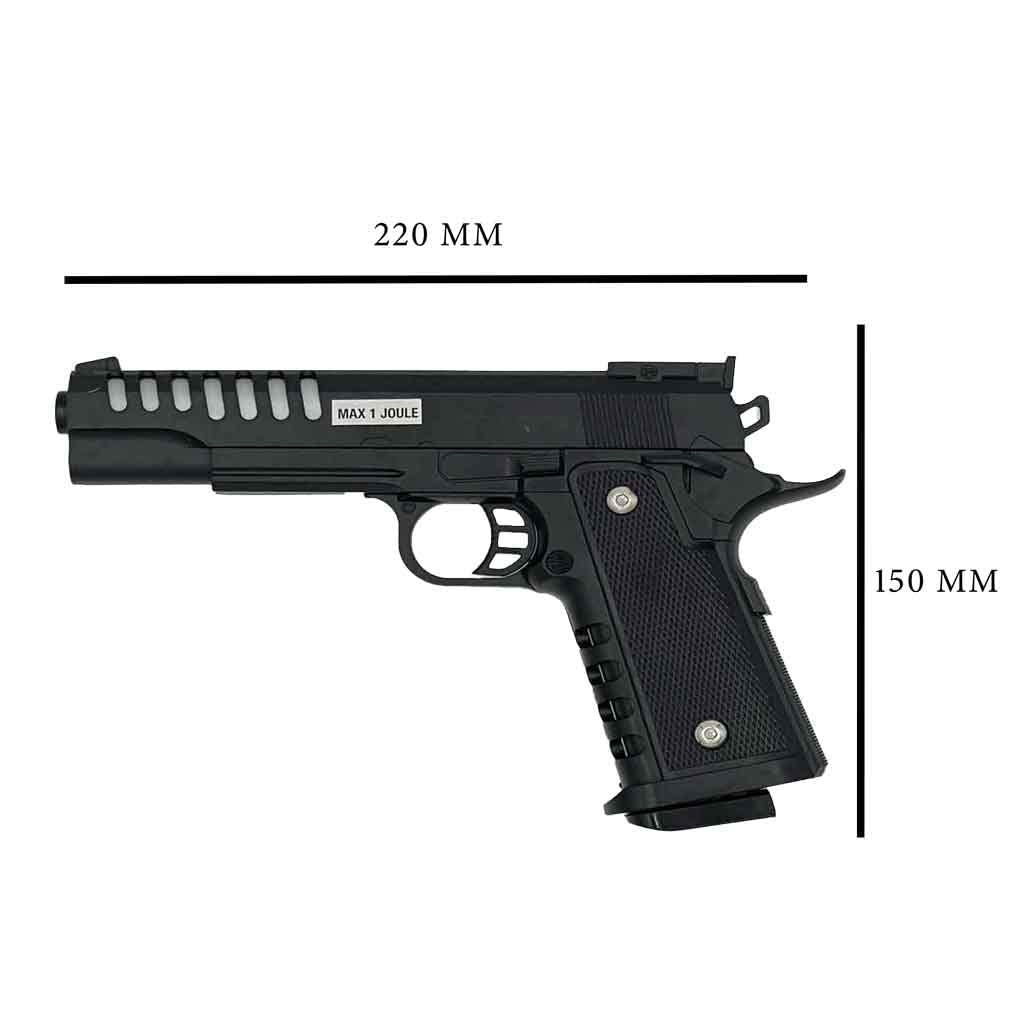 Saigo Hi-capa SG00060 Pistola Airsoft-Modello a Molla-Fuoco Manuale/Colpo per Colpo-Colore: Nero-Potenza 0,3 Joule